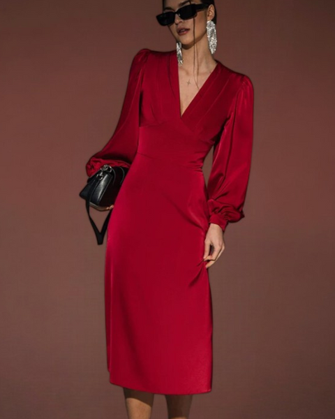 Robe hiver rouge satiné