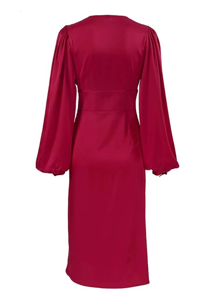 Robe hiver rouge satiné