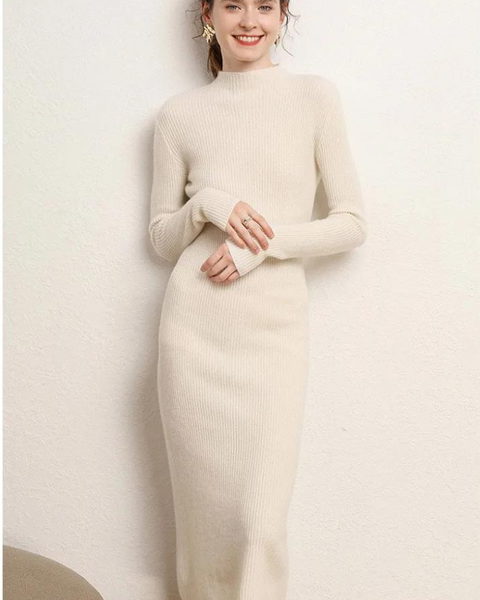 Robe d’Hiver 100% Cachemire Blanc / S