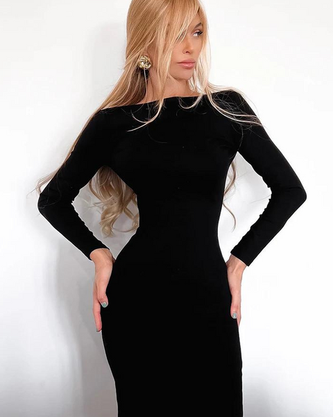 Robe moulante hiver Noir / S