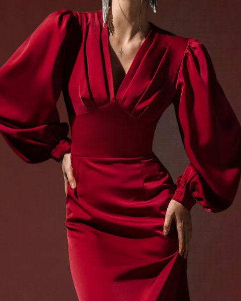 Robe hiver rouge satiné