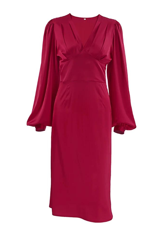 Robe hiver rouge satiné