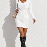 Robe courte hiver col V Blanc / S