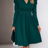 Robe courte hiver col V Vert / S