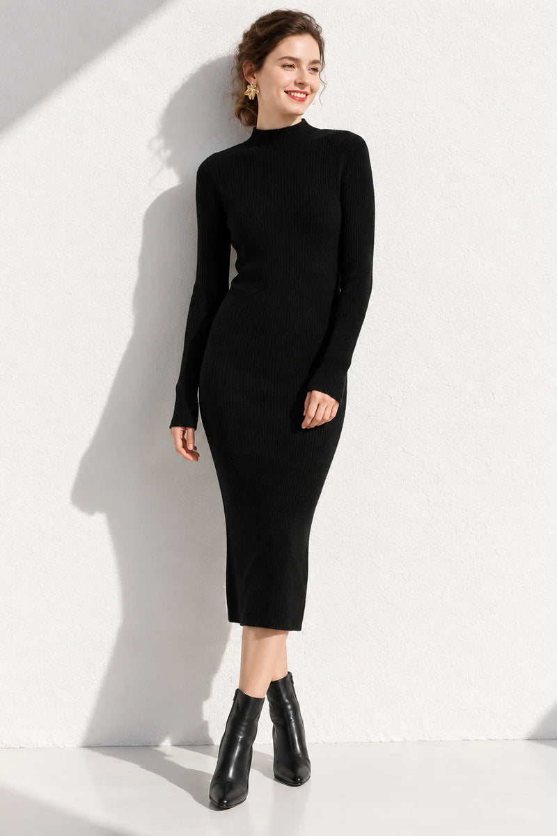 Robe d’Hiver 100% Cachemire Noir / S