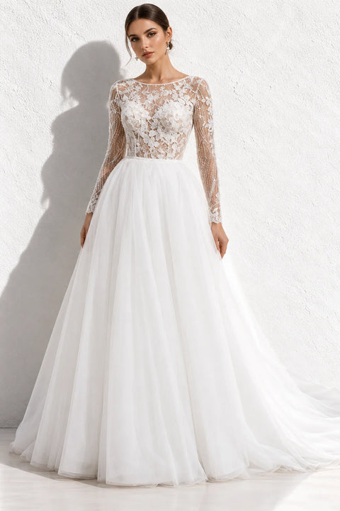 Robe Mariage Fleurie Hiver Blanc / 34